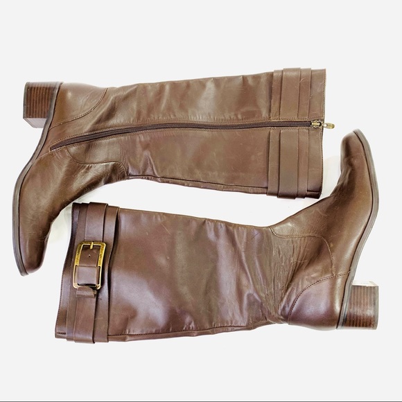 Tahari Shoes - Tahari Kaley Boots Tall Heeled Leather Brown 11M